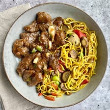 Delivered Chinese food arranged for a meal at home