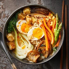 A bowl of miso ramen with savory broth and toppings