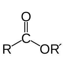 A chemistry illustration of an ester functional group
