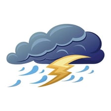 A storm diminishing as clouds begin to clear.