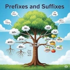 A simple word-formation illustration showing SUPER placed before NATURAL