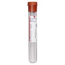 Labeled blood serum sample tubes in a forensic laboratory