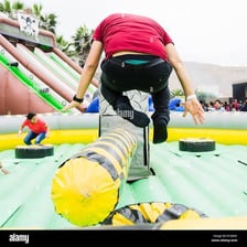 Person maneuvering around an obstacle