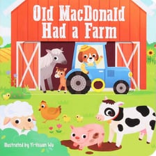 A farm scene with familiar animals associated with the song “Old MacDonald Had a Farm”