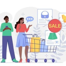 A shopper comparing discounted items in a store