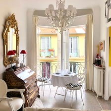 A compact apartment interior representing a pied-à-terre in a city.