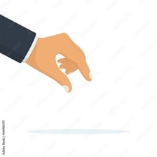 A hand poking an object with one finger