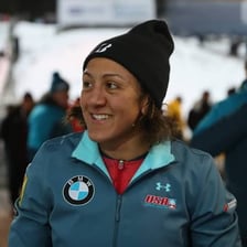 Elana Meyers Taylor competing in a bobsled race