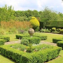 A neatly trimmed hedge marking the boundary of a property.