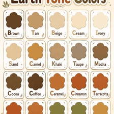 A palette of earth tones including tan, beige, and brown