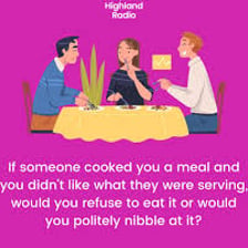 A person indicating that they do not want any more food
