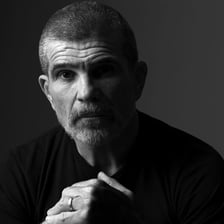 A portrait of playwright David Mamet.