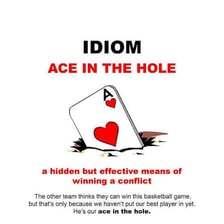 An ace playing card concealed as a hidden advantage.