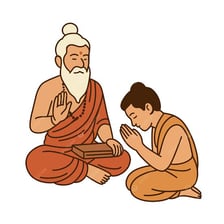 A spiritual teacher instructing a group of students