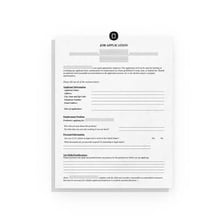 Job application form with fields for personal identification information