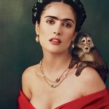 Salma Hayek portraying Frida Kahlo in the film Frida.