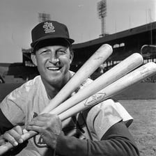 Portraits of Stan Musial, Stan Smith, and Stan Getz, three notable people named Stan.
