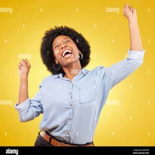 A person showing intense happiness and excitement.