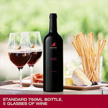 A bottle and glass of Cabernet Sauvignon red wine.