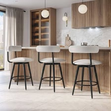 A stool positioned at a counter.