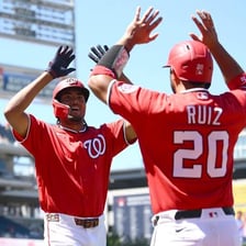 Washington Nationals players on a baseball field