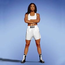 Laila Ali posed in boxing attire.