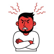 A cartoon person with an angry, unpleasant expression