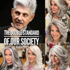 Gray hair associated with aging.