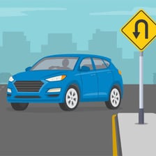 An illustration of a car completing a U-turn