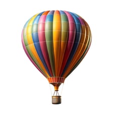 A hot-air balloon floating high in the air.