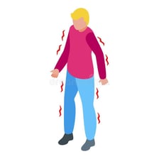 An educational illustration depicting an involuntary muscle twitch