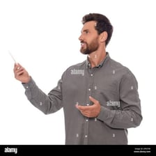 A person points toward a result as if confirming a prediction.