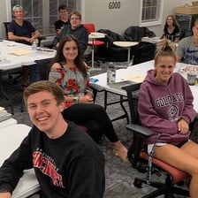 A college classroom representing an introductory 101-level course.