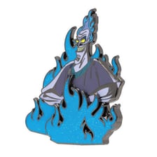 Disney’s animated villain Hades with blue flame-like hair