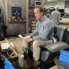 Eli Manning appearing on the ManningCast football broadcast.