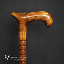 A traditional wooden walking cane.
