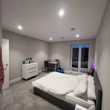A simple, minimally decorated room.