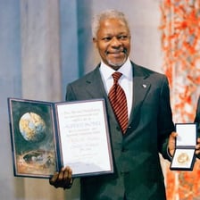 A Nobel Prize medal displayed with its accompanying diploma