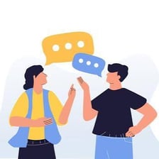 Two people having a sincere conversation.