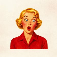 A surprised person making an exclamation