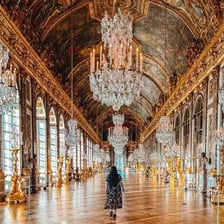 The Hall of Mirrors inside the Palace of Versailles.
