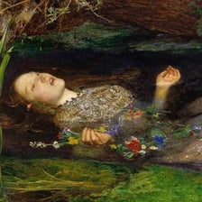 A painting depicting Ophelia from Shakespeare's Hamlet