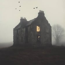 A foggy, unsettling house scene