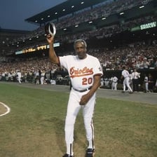 A Baltimore Orioles player on the field at Camden Yards