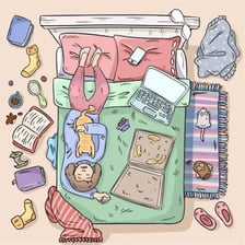 A cluttered room illustrating untidiness