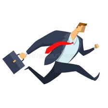 A person hurrying with a sense of urgency