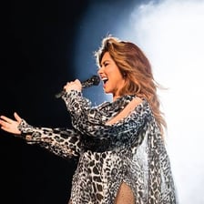 Shania Twain performing at a concert