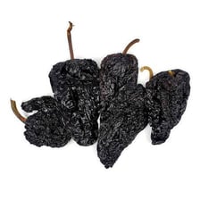 Wrinkled dark-red ancho chiles, the dried form of poblano peppers.