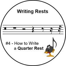 A music score with a quarter-rest symbol.