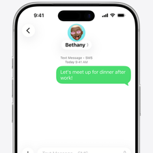 A smartphone displaying an SMS text conversation.